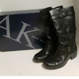 Anne Klein Flex Womens Size 7M Mid-Calf High Black Fashion Boots - Zippered